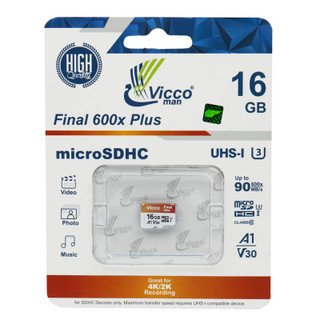 رم میکرو 16 گیگ ویکومن ViccoMan Final 600x Plus U3 A1 V30 C10 90MB/s